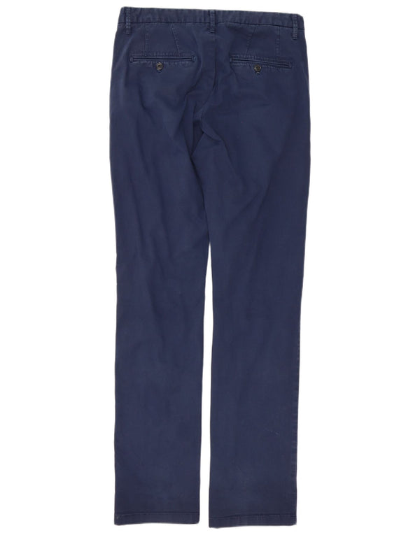 Zara Mens Straight Chino Trousers EU 42 Large W32 L34 Navy Blue Cotton