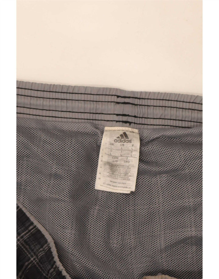 Adidas Mens Sport Shorts Large Grey Check Polyester