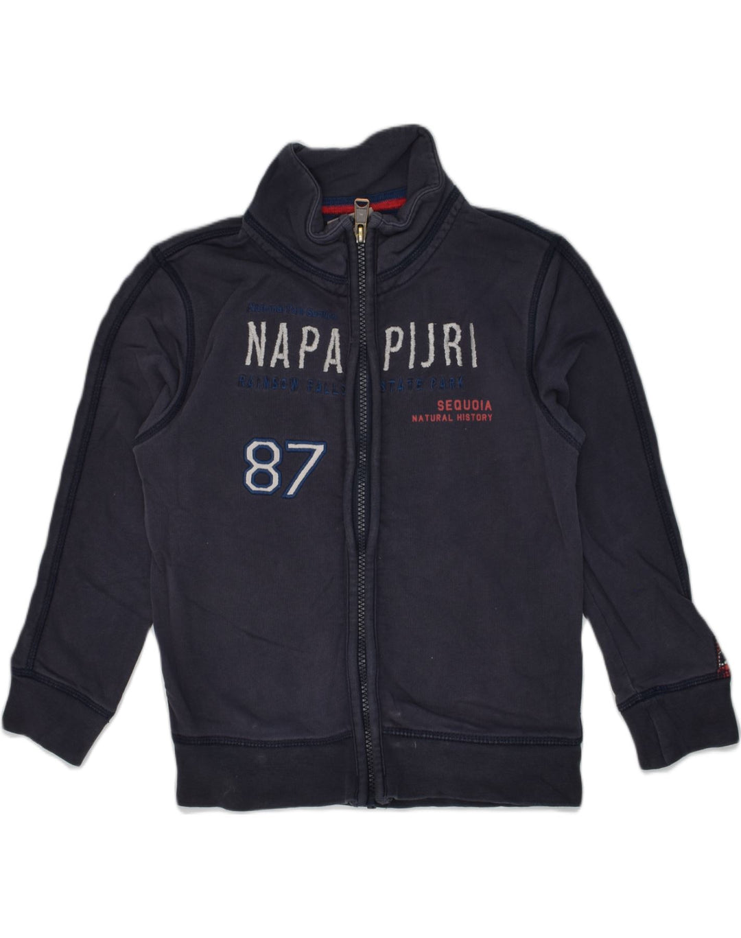 NAPAPIJRI Boys Graphic Tracksuit Top Jacket 6-7 Years Navy Blue Cotton | Vintage Napapijri | Thrift | Second-Hand Napapijri | Used Clothing | Messina Hembry 