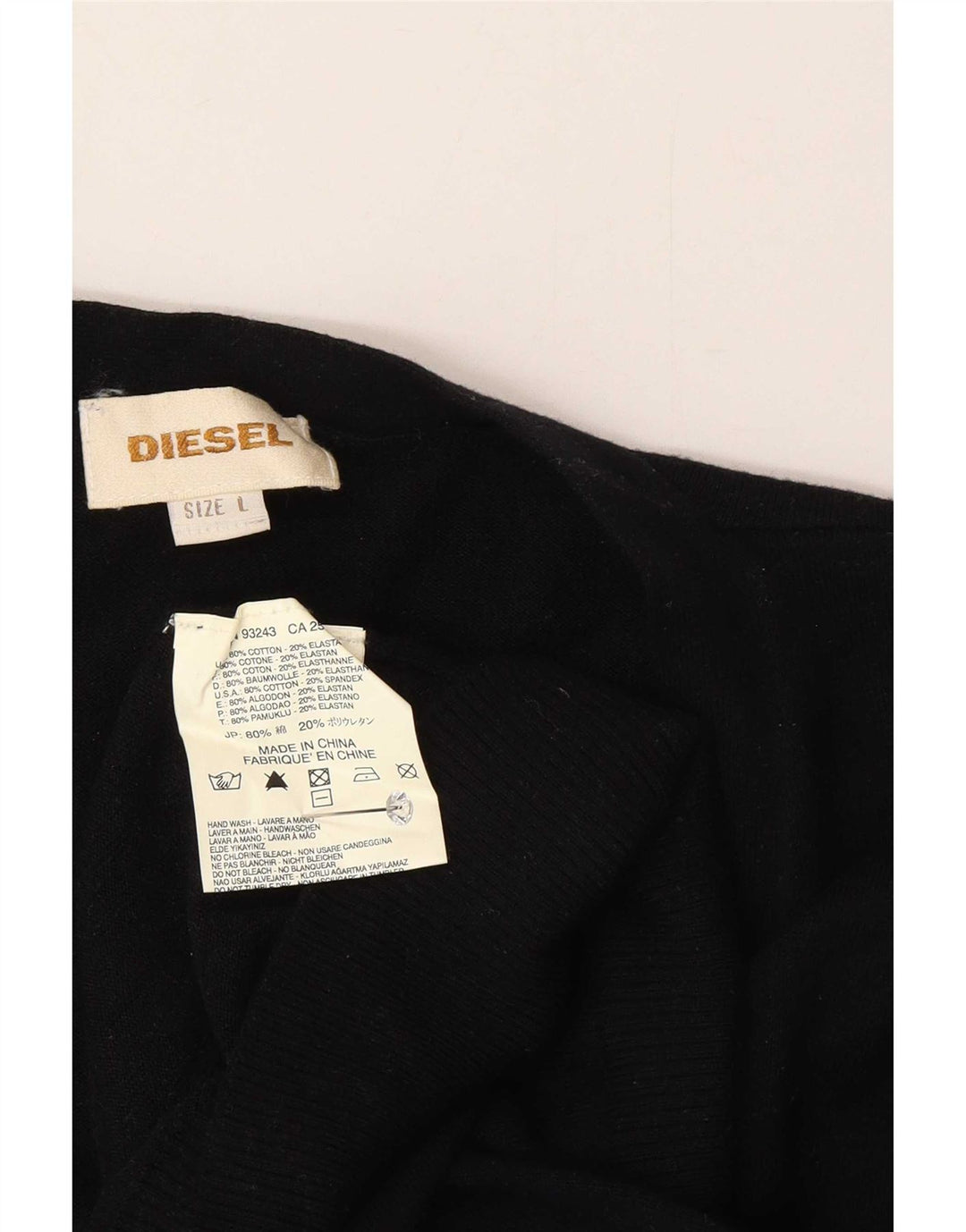 Diesel Mens Cardigan Sweater Large Black Cotton