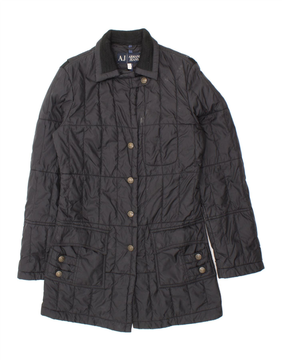 ARMANI JEANS Womens Padded Coat UK 10 Small Black Polyamide Vintage Armani Jeans and Second-Hand Armani Jeans from Messina Hembry 