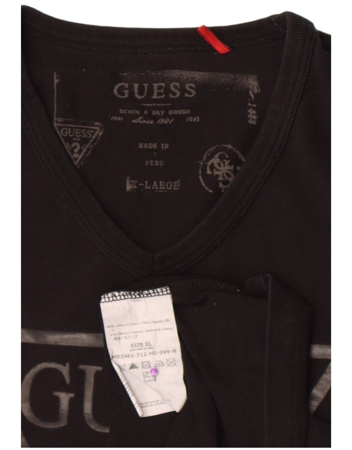 Guess Mens Graphic Top Long Sleeve XL Black Cotton