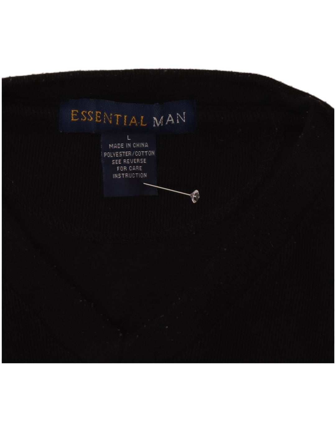 Essential Mens Top Long Sleeve Large Black Polyester