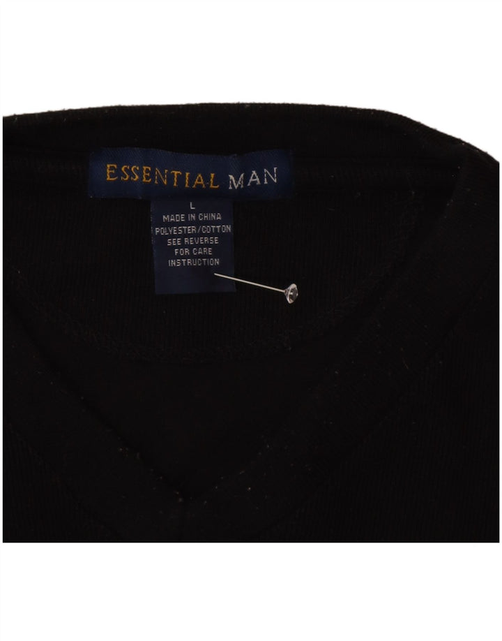 Essential Mens Top Long Sleeve Large Black Polyester