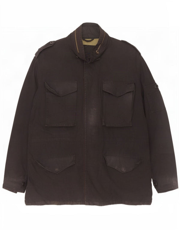 Gap Herren-Militärjacke mit Kapuze, UK 42, XL, schwarze Baumwolle