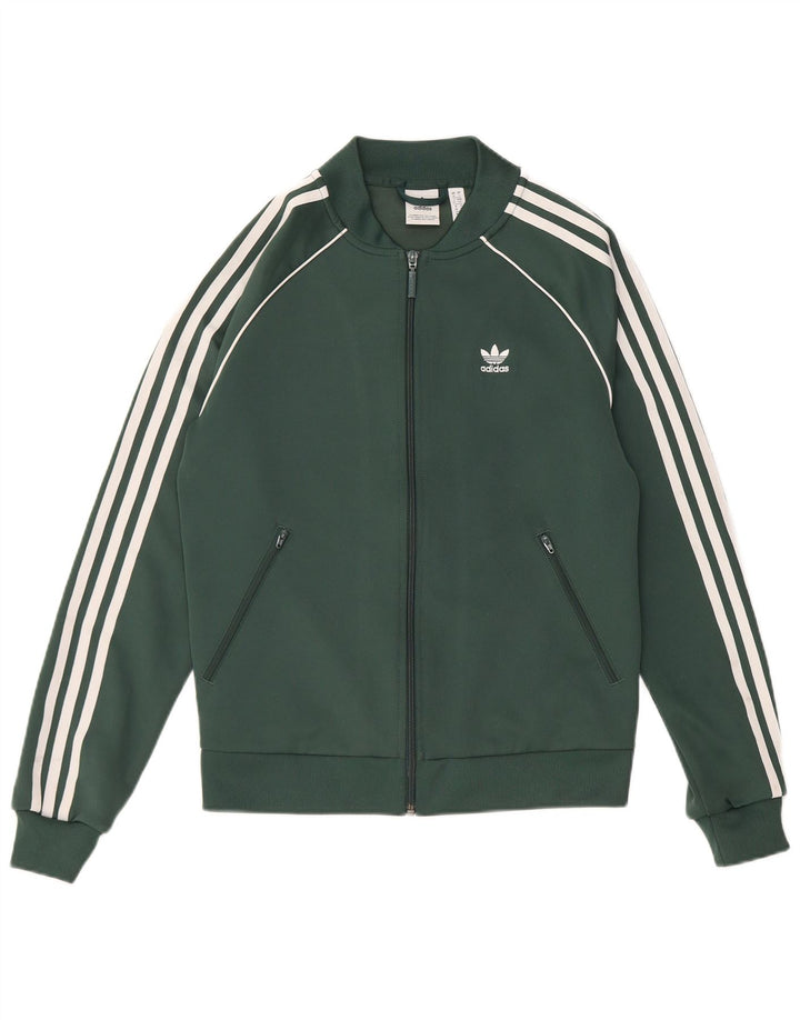 Adidas Giacca da tuta da donna con vestibilità regolare UK 10 Small Verde Poliestere