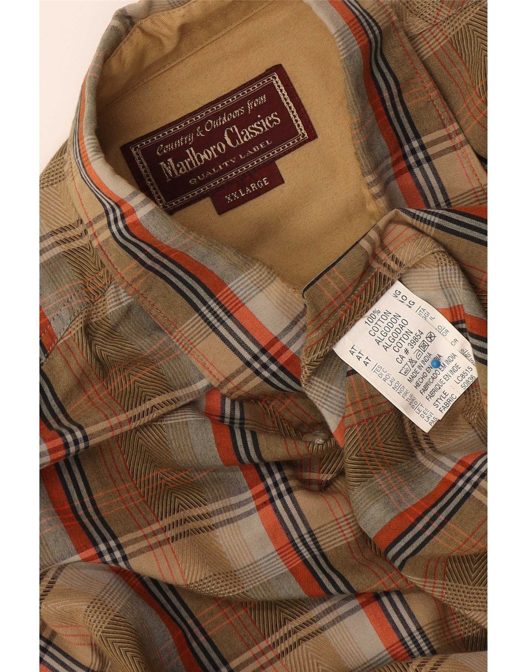 Marlboro Classics Mens Flannel Shirt 2XL Brown Check Cotton