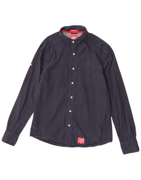 Camisa masculina Superdry 2XL algodão com bolinhas azul marinho