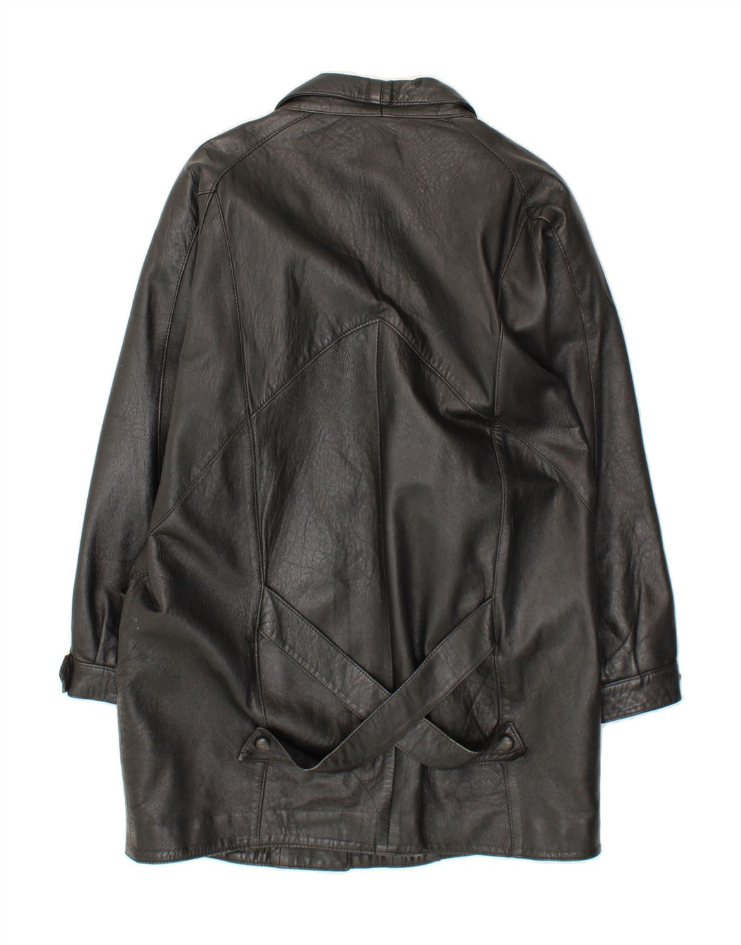 SARDAR Womens Leather Coat UK 18 XL Black Leather Vintage Sardar and Second-Hand Sardar from Messina Hembry 