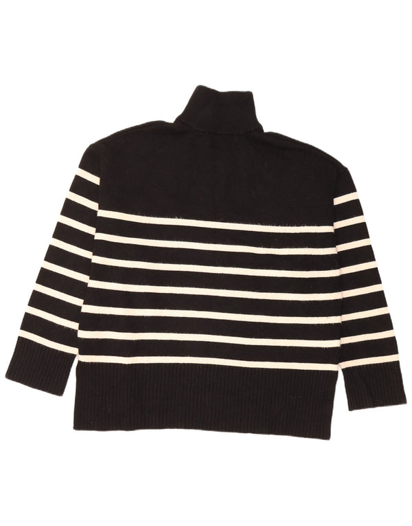 Zara Pull col zippé pour femme UK 14 Viscose rayée noir moyen