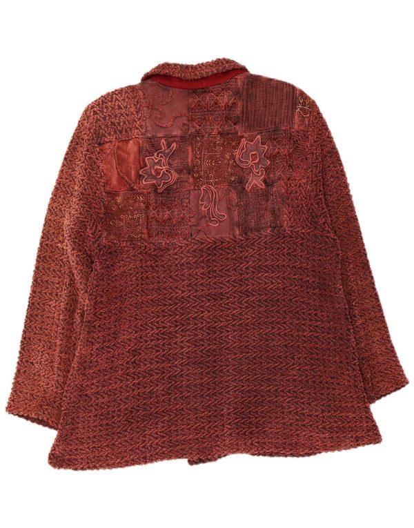Vintage Womens Bomber Jacket UK 14 Medium Maroon Floral
