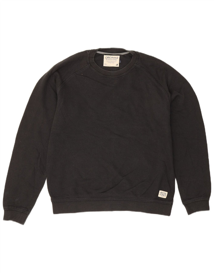 Jack & Jones Mens Sweatshirt Jumper Large Black Cotton
