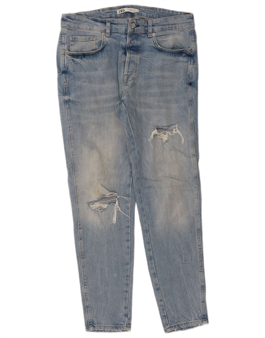 Zara Mens Distressed Slim Jeans EU 42 Large W32 L29 Blue