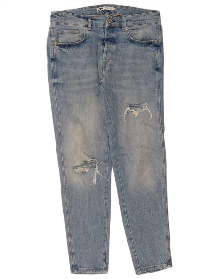 Zara Mens Distressed Slim Jeans EU 42 Large W32 L29 Blue