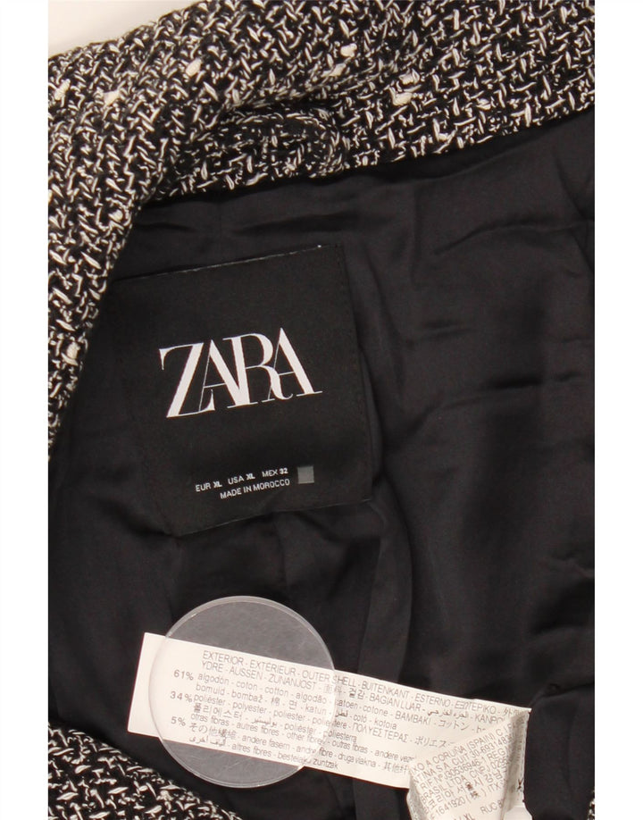 Giacca blazer corta oversize da donna ZARA UK 18 XL nera screziata