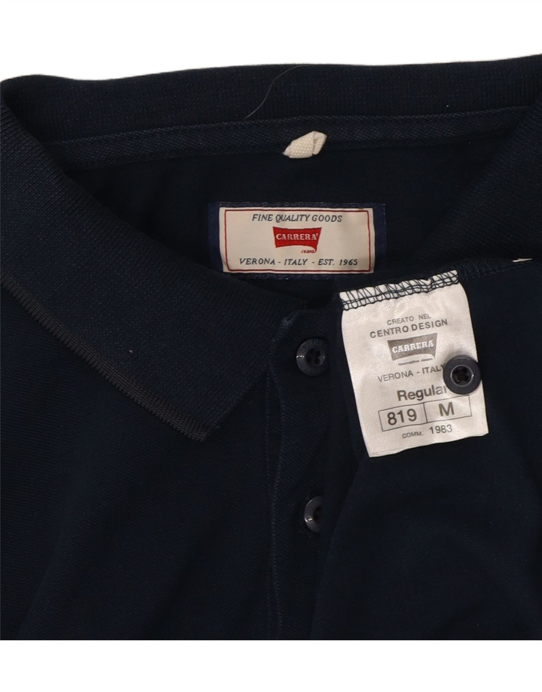 CARRERA Mens Polo Shirt Medium Navy Blue Cotton Vintage Carrera and Second-Hand Carrera from Messina Hembry 