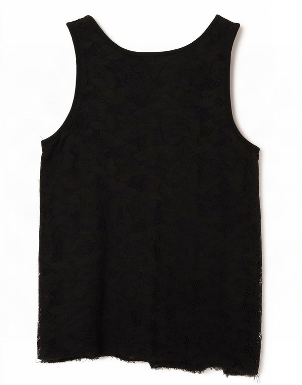 Guess Canottiera in pizzo da donna UK 14 Viscosa floreale nera media
