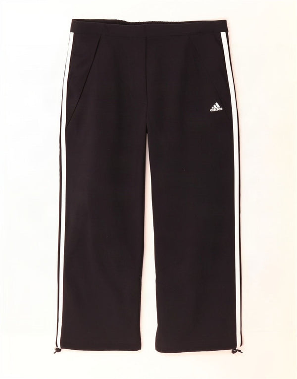 Adidas Damen Straight Capri Hose UK 14 Large W32 L21 Schwarz Polyester