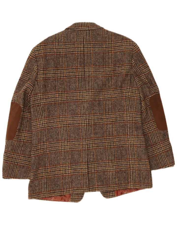 Harris Tweed Veste blazer à 2 boutons pour homme IT 52 XL en laine à carreaux marron