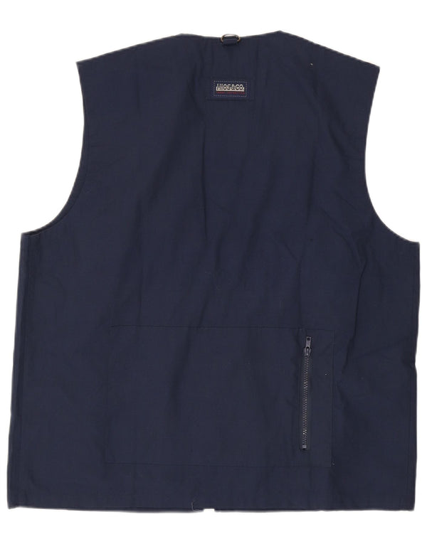 Vintage Herre Utility Gilet UK 42 XL Navy Blue Polyester
