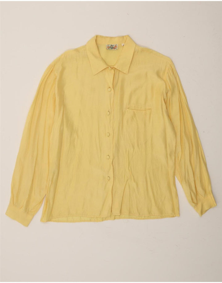 VINTAGE Womens Shirt UK 14 Medium Yellow Vintage Vintage and Second-Hand Vintage from Messina Hembry 