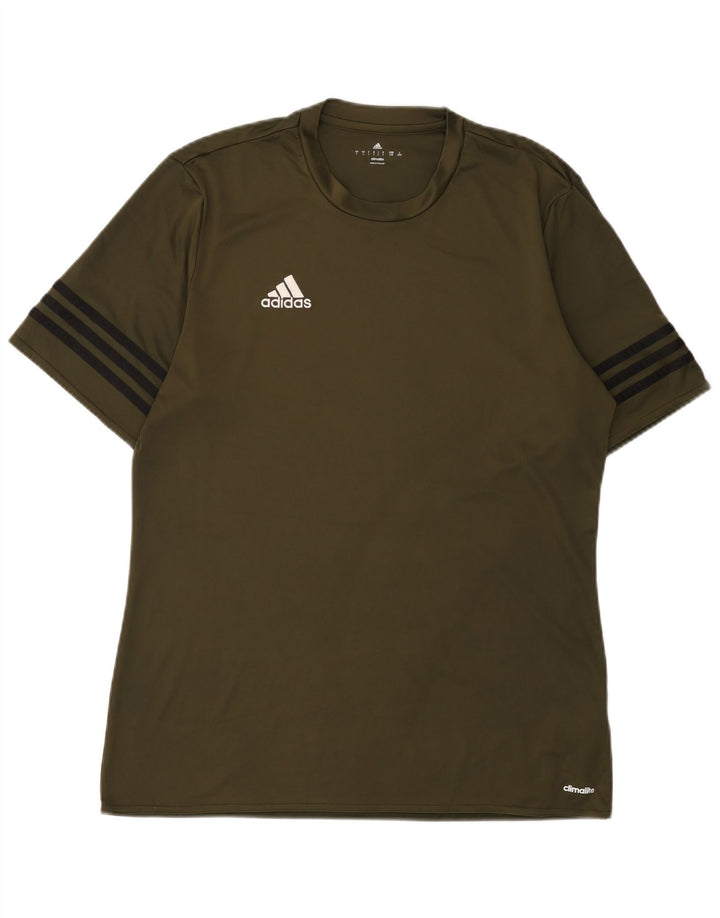 Adidas Mens Climalite T-Shirt Top Large Khaki Polyester