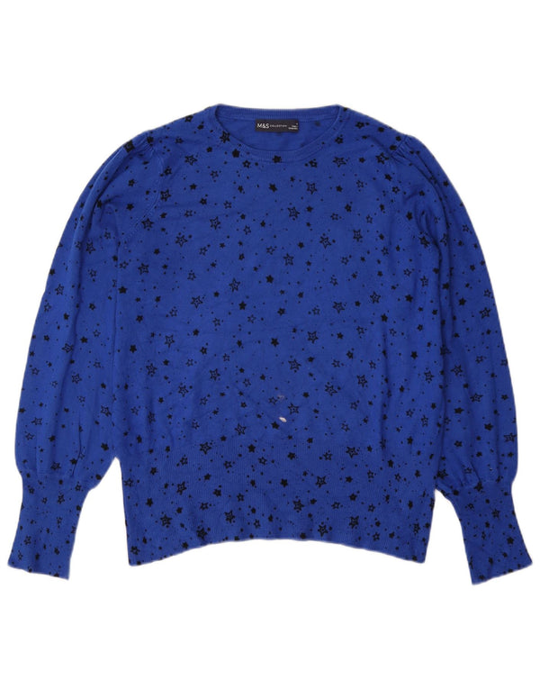 Marks & Spencer Damen-Pullover mit U-Boot-Ausschnitt, Gr. 14, Mittelblau