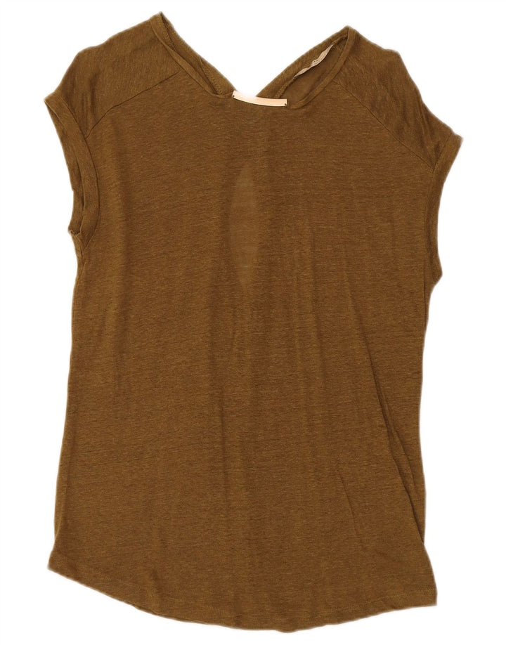 Zara Womens Blouse Top UK 10 Small Khaki