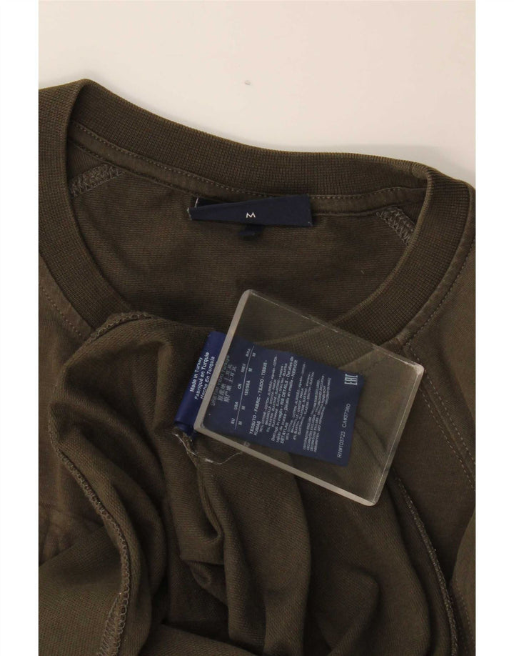 Armani Jeans Mens Graphic Sweatshirt Jumper Medium Khaki Cotton