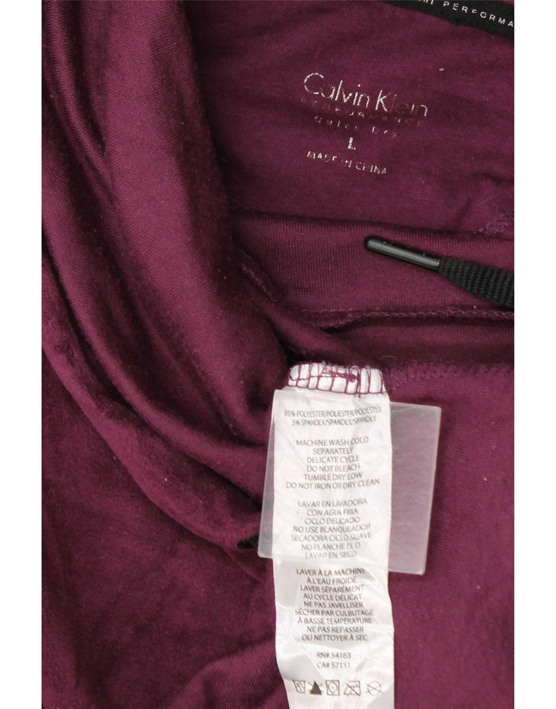 Calvin Klein Womens Velour Sweatshirt Jumper UK 16 Large Maroon Polyester