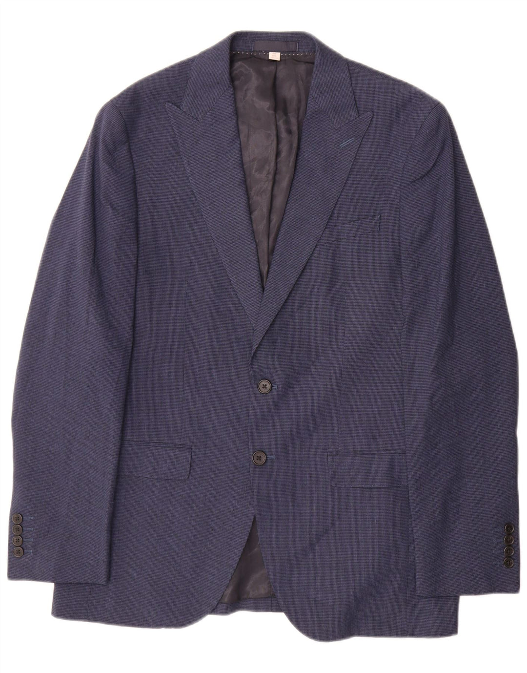 Marks & Spencer Mens 2 Button Blazer Jacket UK 38 Medium Blue Houndstooth