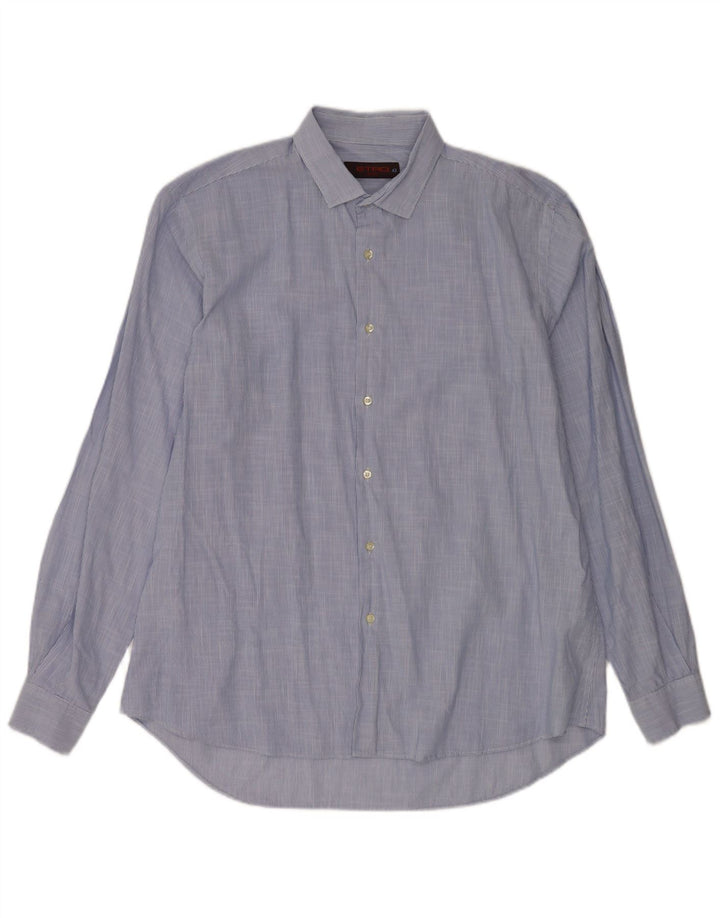 Etro Mens Shirt Size 43 Large Blue Pinstripe Cotton