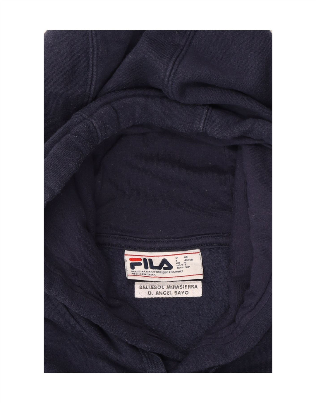 FILA Mens Hoodie Jumper Small Navy Blue Cotton Vintage Fila and Second-Hand Fila from Messina Hembry 