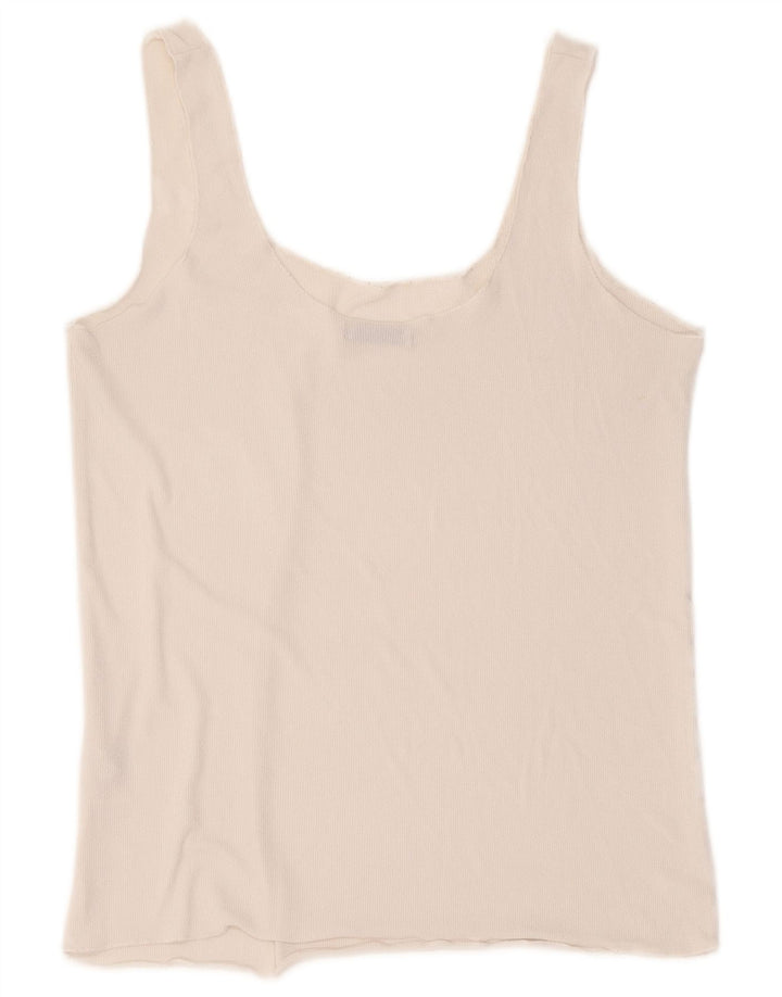 Zara Damen Crop Vest Top UK 14 Large Weiß Polyester