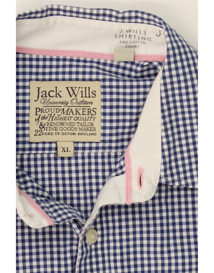 JACK WILLS Mens Shirt XL Blue Gingham Cotton Vintage Jack Wills and Second-Hand Jack Wills from Messina Hembry 