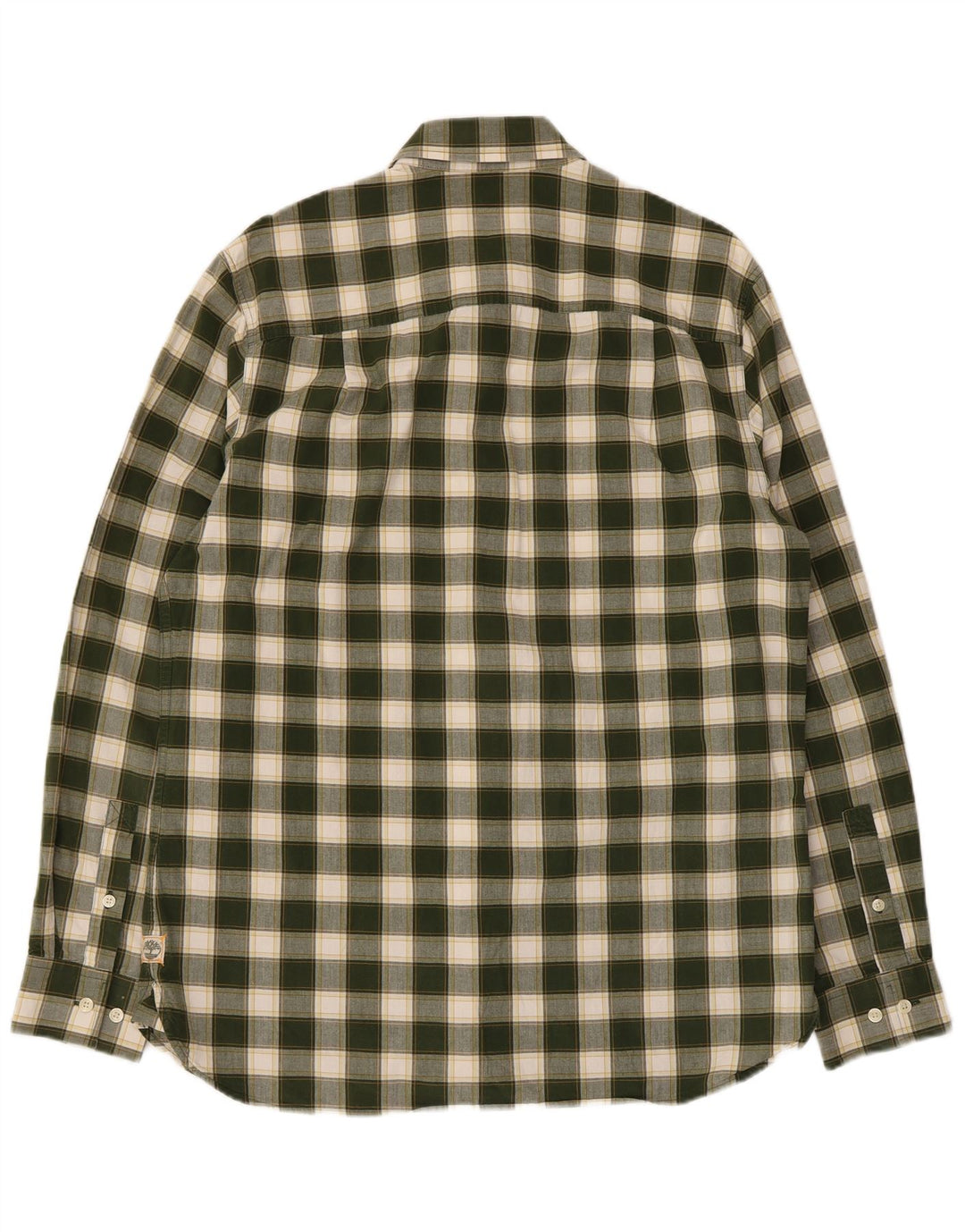 Timberland Mens Regular Fit Camisa Verde Médio Algodão Xadrez