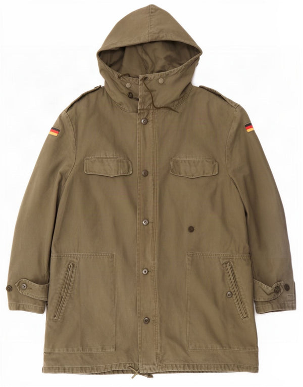 Vintage Herre Tyskland Hætte Military Parka Jacket UK 38 Medium Khaki