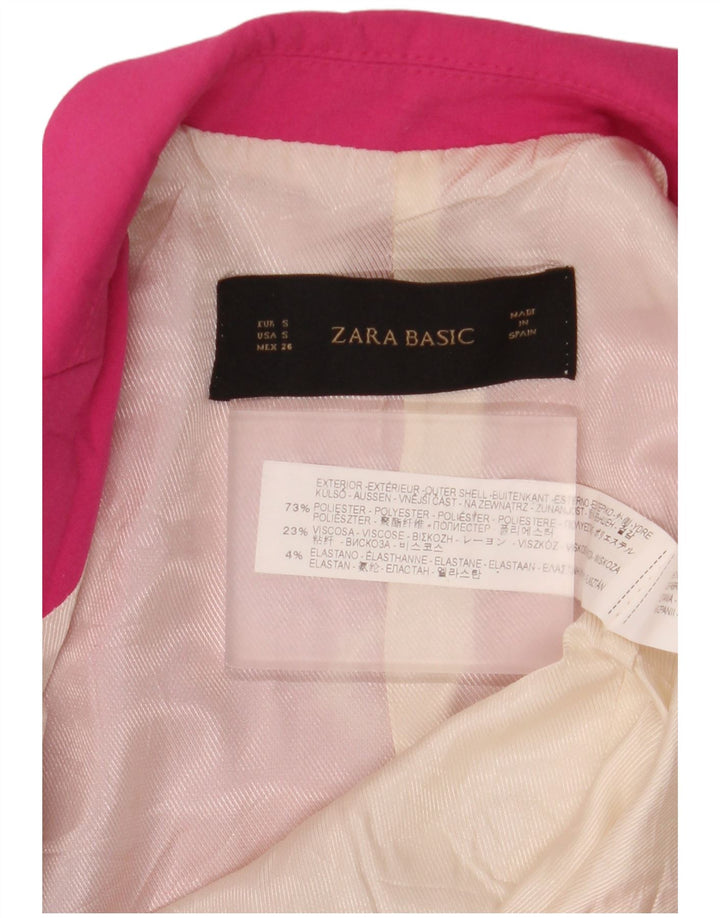Zara Γυναικείο Μπουφάν 1 Κουμπί Blazer UK 10 Small Pink Polyester
