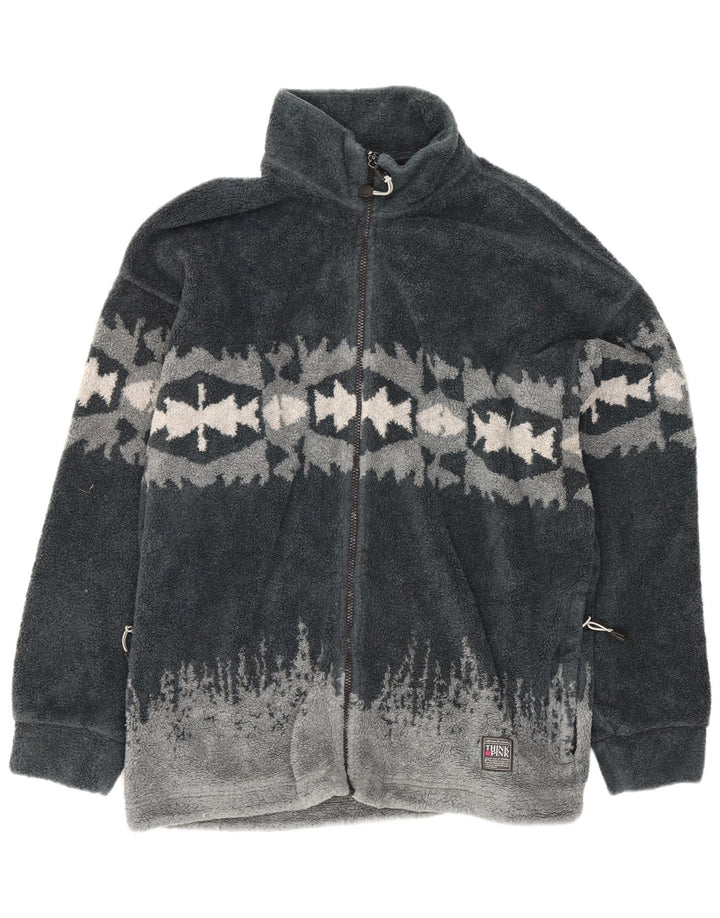 Think Pink Herren Fleecejacke UK 42 XL Graues geometrisches Polyester