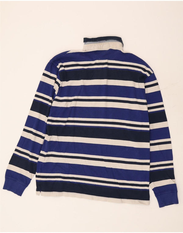 Gant Mens Long Sleeve Rugby Polo Shirt XL Navy Blue Striped Cotton