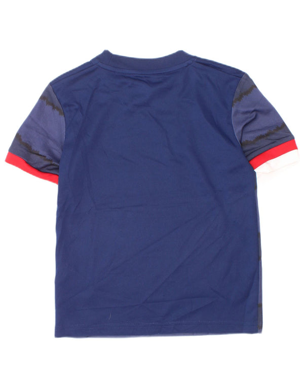 Adidas Boys Aeroready T-Shirt Top 5-6 Years Navy Blue Striped Polyester