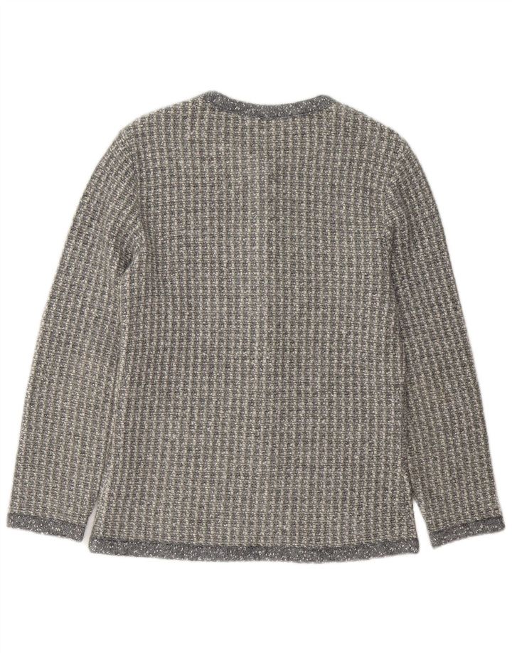 Maglione cardigan da donna Penny Pull UK 16 grande acrilico grigio