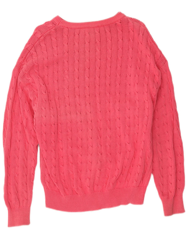 Benetton Dame Boat Neck Jumper Sweater UK 14 Large Pink Bomuld