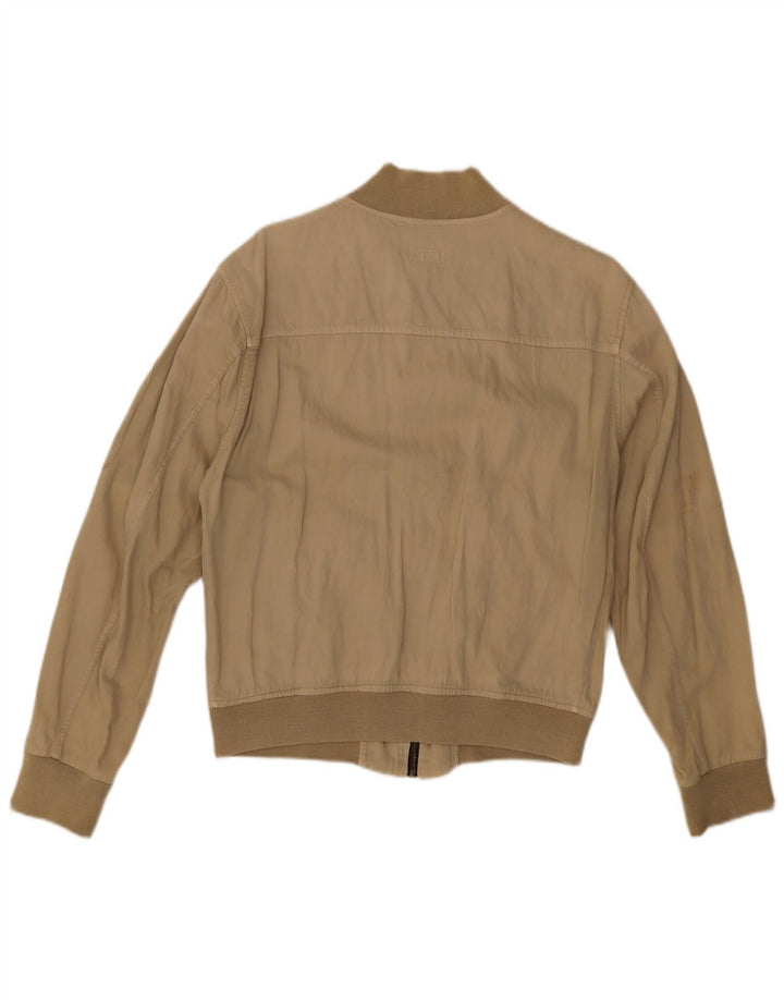 Vintage Womens Bomber Jacket UK 16 Large Beige Cotton