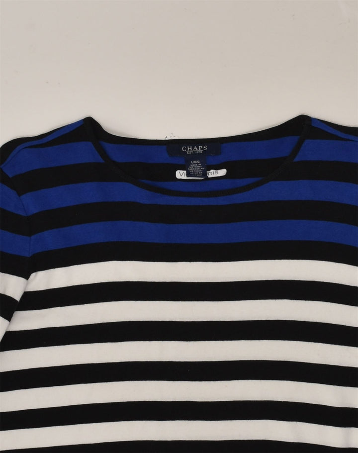 CHAPS Womens Top 3/4 Sleeve UK 14 Large Blue Striped Cotton | Vintage Chaps | Thrift | Second-Hand Chaps | Used Clothing | Messina Hembry 