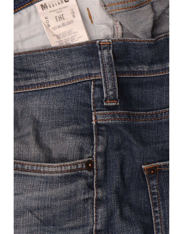 Mustang Mens Straight Jeans W32 L30 Blue Cotton