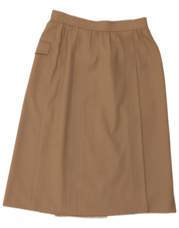 Escada Damen Midi-Wickelrock EU 38 Medium W28 Braune Schurwolle