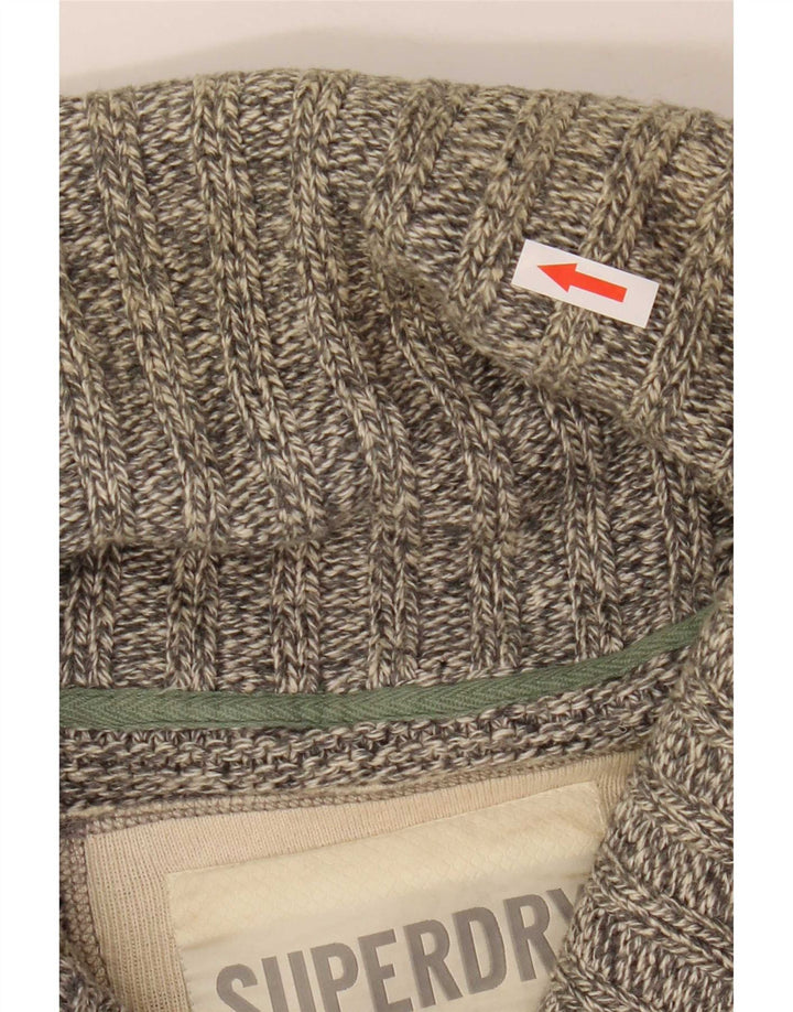 Superdry Mens Cardigan Sweater Medium Grey Cotton