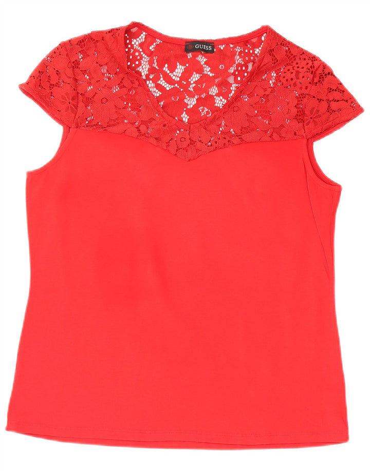 GUESS Womens Blouse Top UK 12 Medium Red Floral