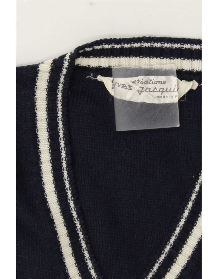 Vintage Mens Vest Tank Top Medium Navy Blue